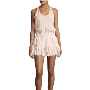 LoveShackFancy Striped Sleeveless Racerback Ruffle Mini Dress XS